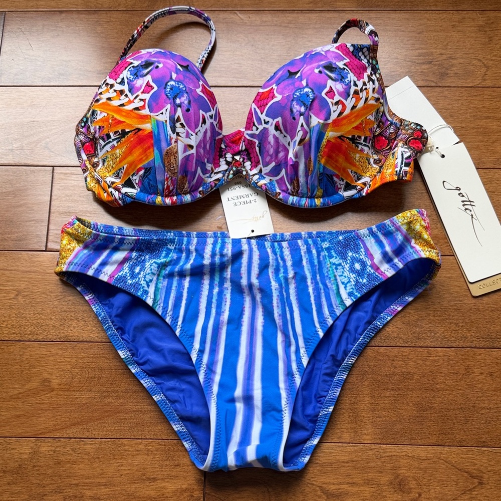 Gottex Multicolor Bikini Set with Purple and Blue Accents